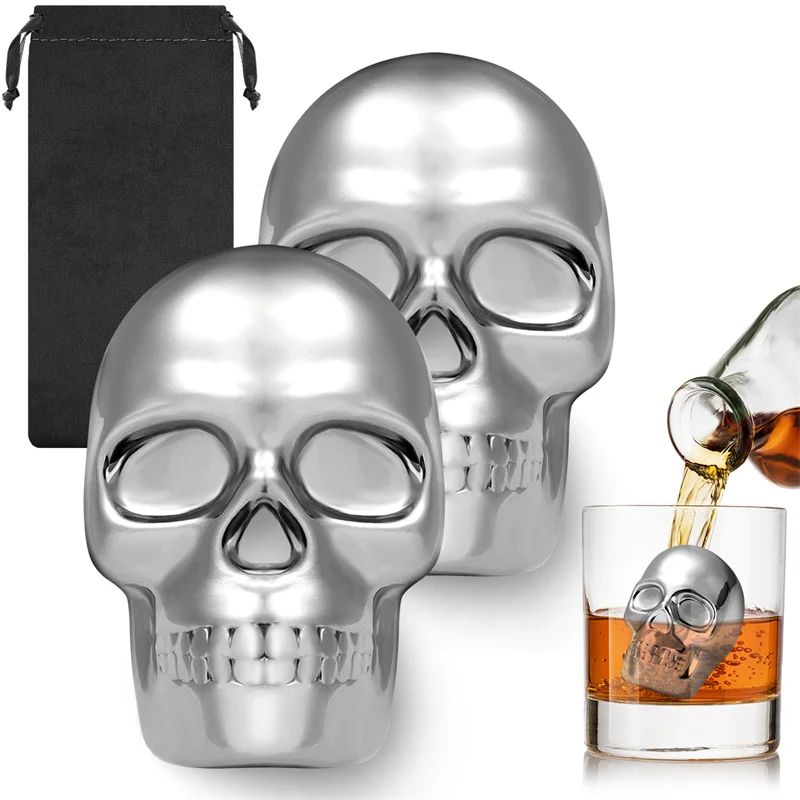 Beer Wine Hobby - Herbruikbare 2 Skelet Hoofd Whiskey Stone