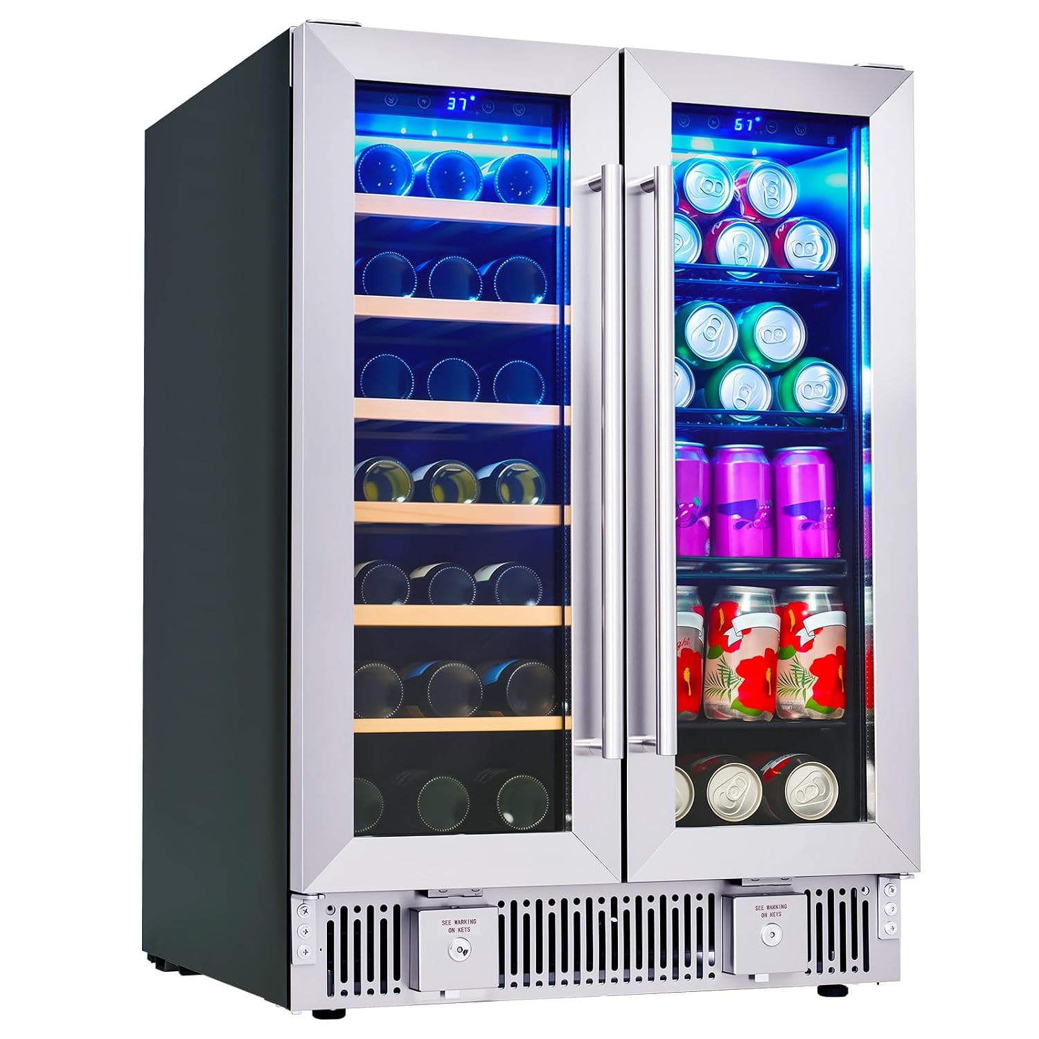 Beer Wine Zone - Drankenkoelkast, 24-inch dual-zone wijn- en bierkoelkast