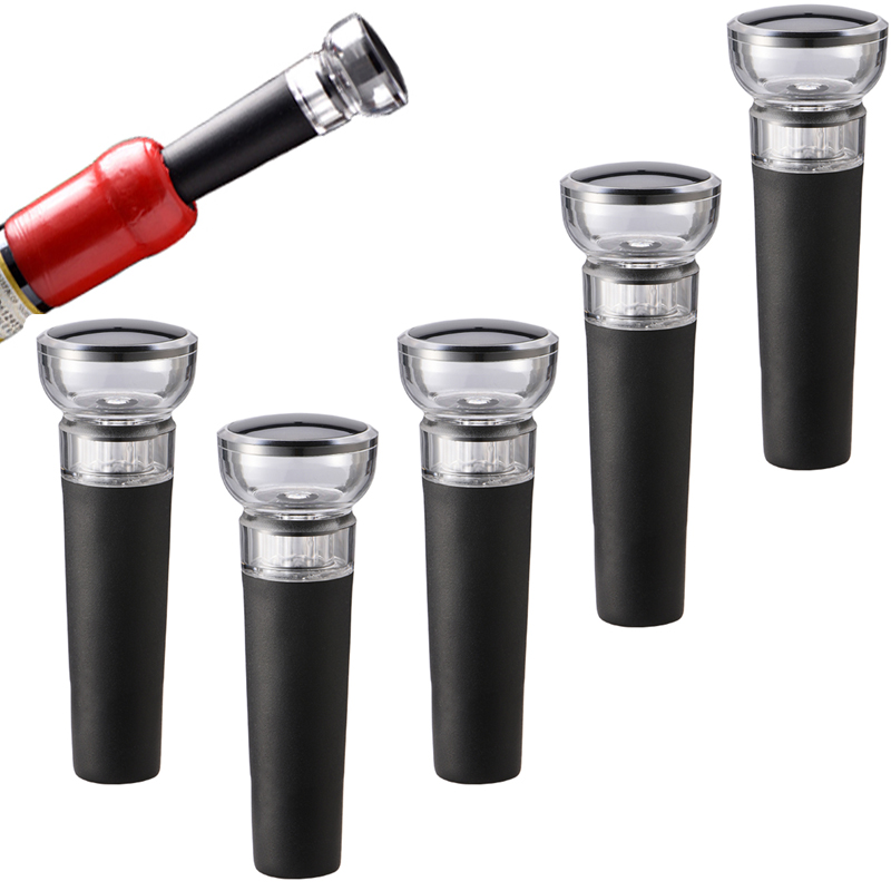 Beer Wine Hobby - 5 St Zwarte Vacuümpomp Herbruikbare Flessendop