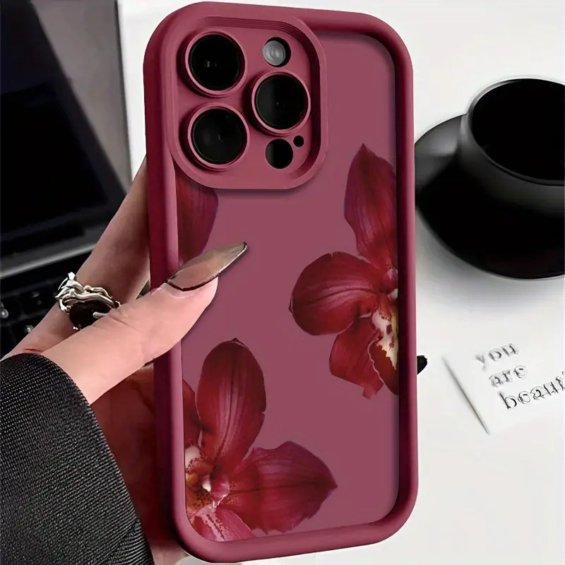 Wine & Beer Packages - Wijnrode orchideeën bloemenpatroon telefoonhoesje voor iPhone